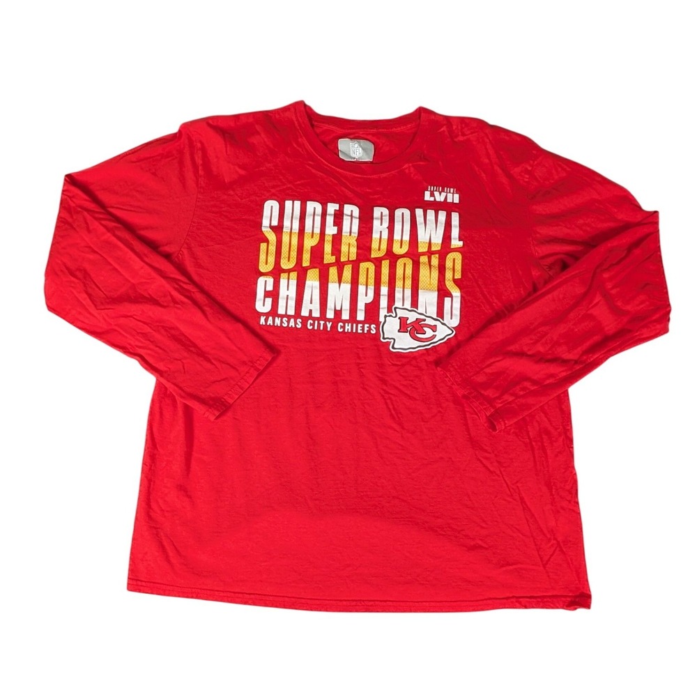 NFL Kansas City Chiefs Super Bowl LVII Champions Red Long Sleeve Shirt Mens XL